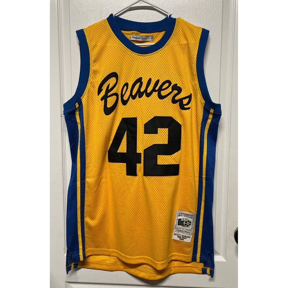 Beavers #42 Yellow & Blue Basketball Jersey